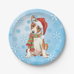 Weihnachts-Basenji-Papierplatte Pappteller