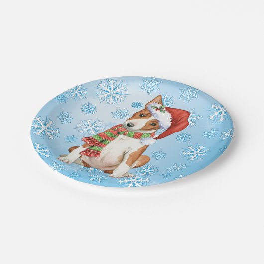 Weihnachts-Basenji-Papierplatte Pappteller (Schrägansicht)