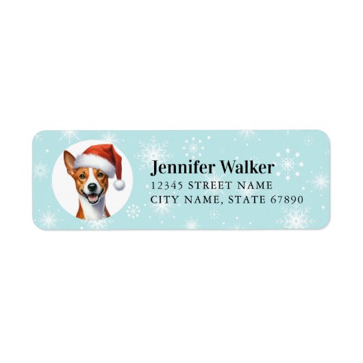 Weihnachts-Basenji-Rücksendeadressen-Aufkleber (Vorne)