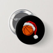Weihnachts Basketball Ball Weihnachtsmannmütze Män Button (Vorne & Hinten)