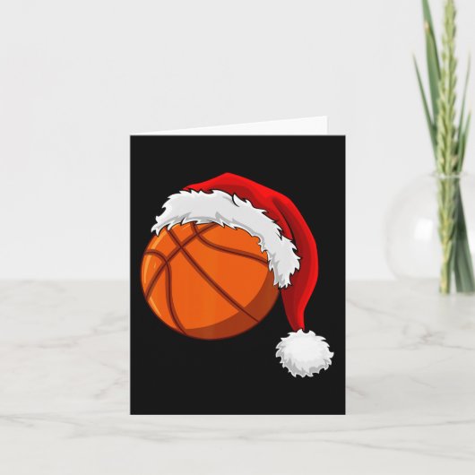 Weihnachts Basketball Ball Weihnachtsmannmütze Män Karte (Vorderseite)