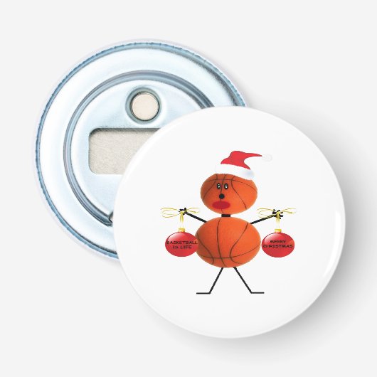 Weihnachts-Basketball-Cartoon Flaschenöffner (Vorderseite)