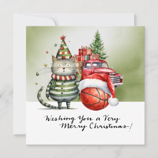 Weihnachts-Basketball Feiertagskarte (Vorderseite)