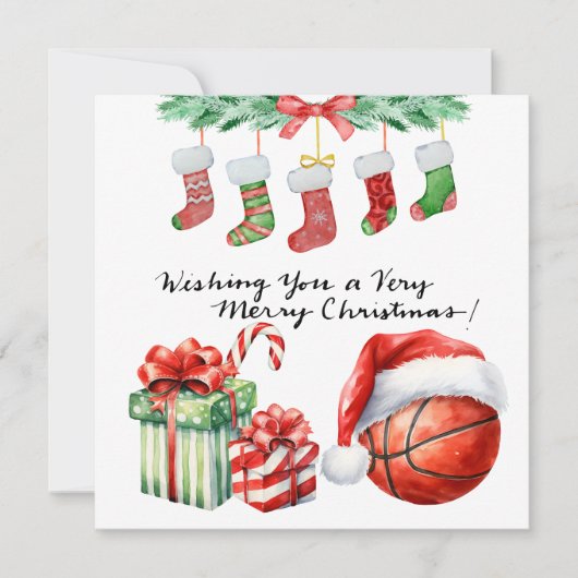 Weihnachts-Basketball Feiertagskarte (Vorderseite)