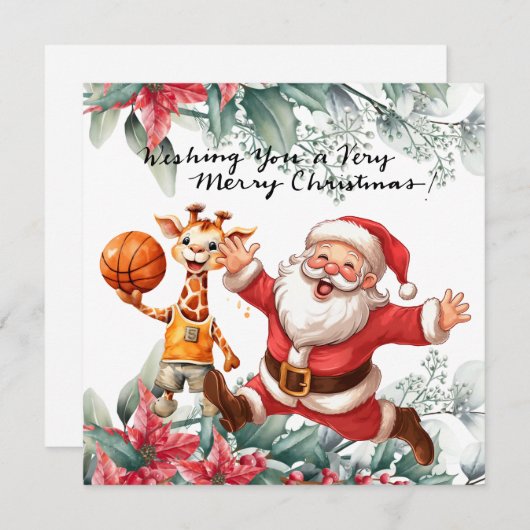 Weihnachts-Basketball Feiertagskarte (Vorne/Hinten)