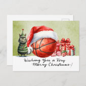 Weihnachts-Basketball Feiertagspostkarte (Vorne/Hinten)