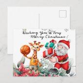 Weihnachts-Basketball Feiertagspostkarte (Vorne/Hinten)