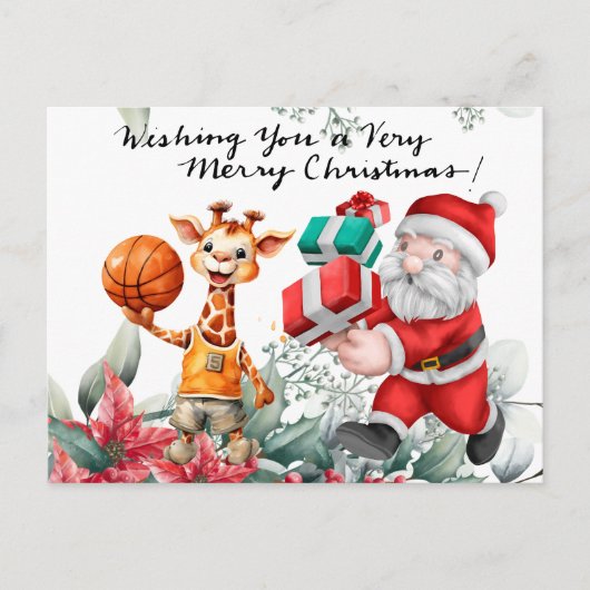 Weihnachts-Basketball Feiertagspostkarte (Vorderseite)