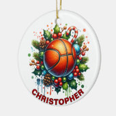 Weihnachts-Basketball-Individuelle Name Keramik Ornament (Links)