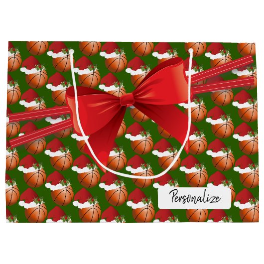 Weihnachts-Basketball-Muster - Groß Große Geschenktüte (Rückseite)