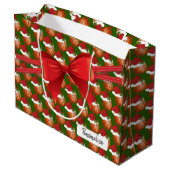 Weihnachts-Basketball-Muster - Groß Große Geschenktüte (Rückseite Schrägansicht)