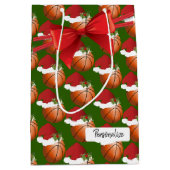 Weihnachts-Basketball-Muster Mittlere Geschenktüte (Vorderseite)