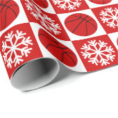 Weihnachts Basketball Snowflake Rot und Weiß Geschenkpapier (Rolleneckpunkt)