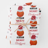 Weihnachts-Basketball-Sportball-Individuelle Name Geschenkpapier Set (Beispiel)