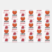Weihnachts-Basketball-Sportball-Individuelle Name Geschenkpapier Set (Vorderseite)