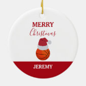 Weihnachts-Basketball-Sportball-Individuelle Name Keramik Ornament (Hinten)
