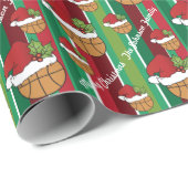 Weihnachts-Basketball-Streifen Muster Geschenkpapier (Rolleneckpunkt)