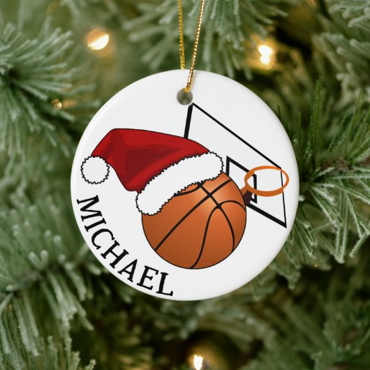 Weihnachts-Basketball und Hoop Keramik Ornament (Baum)
