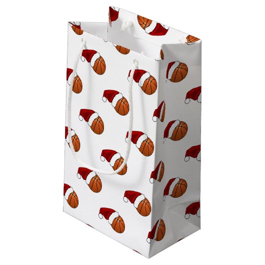 Weihnachts-Basketball und Hoop Kleine Geschenktüte (Rückseite Schrägansicht)