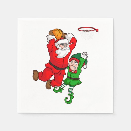 Weihnachts Basketball Weihnachtsmann Slam Dunk Elf Serviette (Vorderseite)