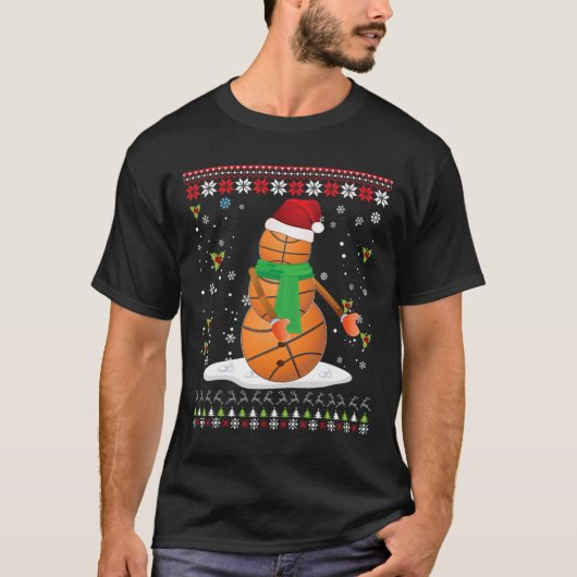 Weihnachts-Basketball Weihnachtsmann Ugly Sweat T-Shirt (Vorderseite)