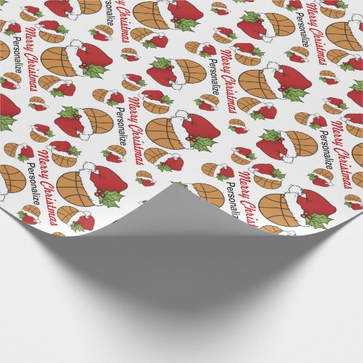 Weihnachts-Basketballmuster - Individualisieren Geschenkpapier (Ecke)