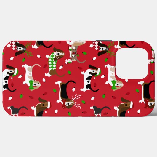Weihnachts-Basset-Hound Case-Mate iPhone Hülle (Rückseite (Horizontal))