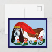 Weihnachts-Basset-Hound-Elf Postkarte (Vorne/Hinten)