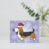 Weihnachts-Basset-Hound Feiertagspostkarte (Stehend Vorderseite)