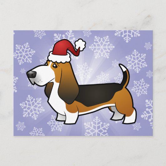 Weihnachts-Basset-Hound Feiertagspostkarte (Vorderseite)