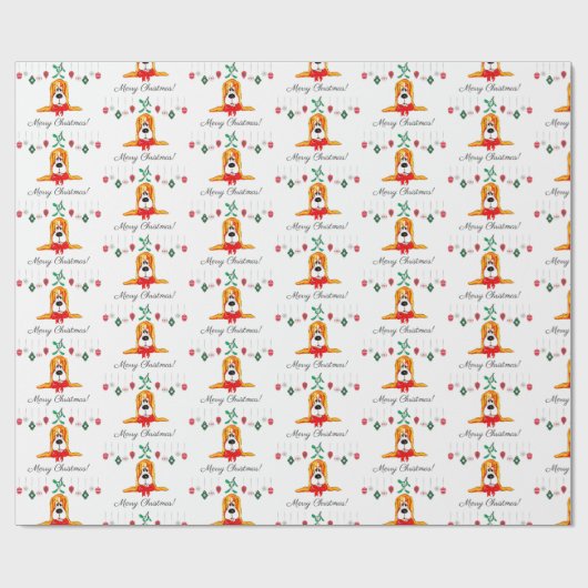 Weihnachts-Basset-Hound Geschenkpapier (Flach)