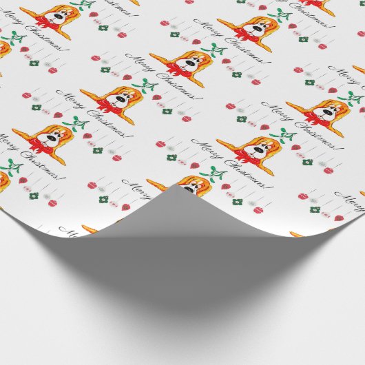 Weihnachts-Basset-Hound Geschenkpapier (Ecke)