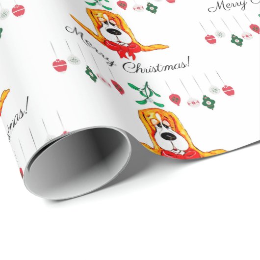 Weihnachts-Basset-Hound Geschenkpapier (Rolleneckpunkt)