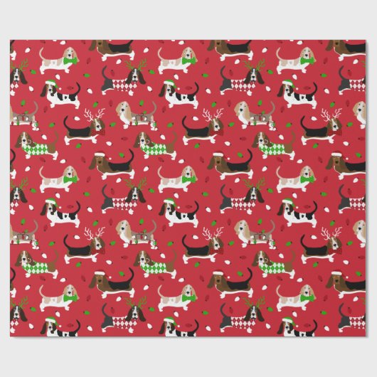 Weihnachts-Basset-Hound Geschenkpapier (Flach)