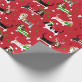 Weihnachts-Basset-Hound Geschenkpapier (Ecke)