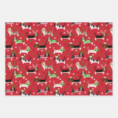 Weihnachts-Basset-Hound Geschenkpapier Set (Vorderseite)