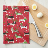Weihnachts-Basset-Hound Geschirrtuch (Viertel Falte)