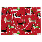 Weihnachts-Basset-Hound Große Geschenktüte (Rückseite)