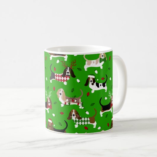 Weihnachts-Basset-Hound-Kaffee-Tasse Kaffeetasse (VorderseiteRechts)