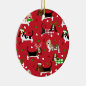 Weihnachts-Basset-Hound Keramik Ornament (Rechts)