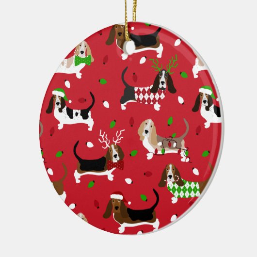 Weihnachts-Basset-Hound Keramik Ornament (Links)