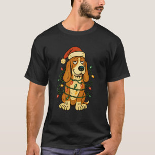 Weihnachts-Basset-Hound mit Weihnachtsmannmütze, N T-Shirt