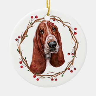 Weihnachts-Basset Hound-Ornament Keramik Ornament