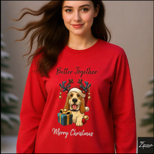 Weihnachts-Basset-Hound-Rentier-Geschenk-Grafik Tri-Blend Shirt