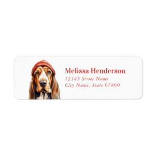 Weihnachts-Basset-Hound-Rücksendeadressen-Aufklebe