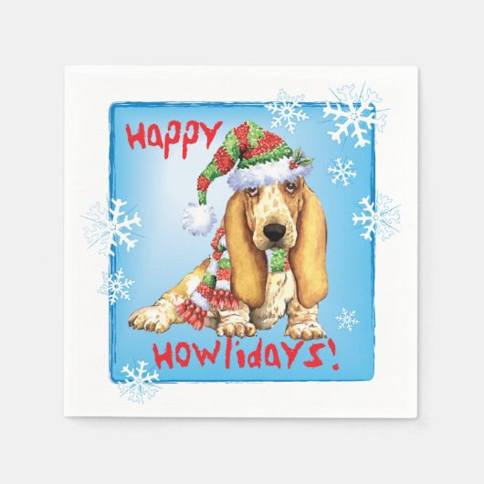 Weihnachts-Basset-Hound Serviette (Vorderseite)