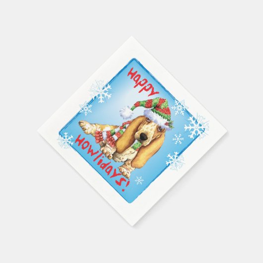 Weihnachts-Basset-Hound Serviette (Ecke)