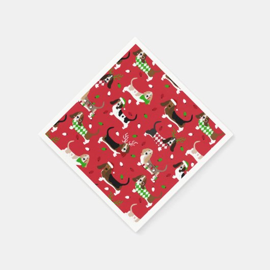 Weihnachts-Basset-Hound Serviette (Ecke)