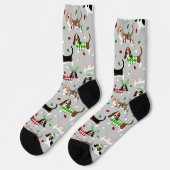 Weihnachts-Basset-Hound Socken (Linkes Detail)