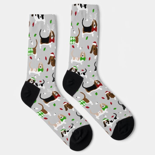 Weihnachts-Basset-Hound Socken (Rechts)